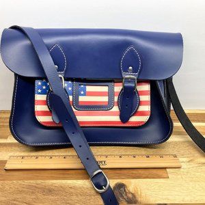 Stella Rittwagen Blue Leather American Flag, Independence Day Accessory July 4